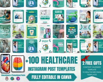 Medical Canva Templates | Healthcare Instagram Template | Social Media Engagement | Branding Kit | Green | Digital Download