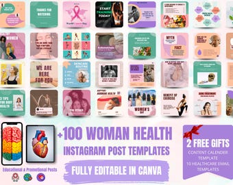 Woman Health & Wellness Instagram Templates | Holistic Social Media Posts | Canva Template | Branding Kit