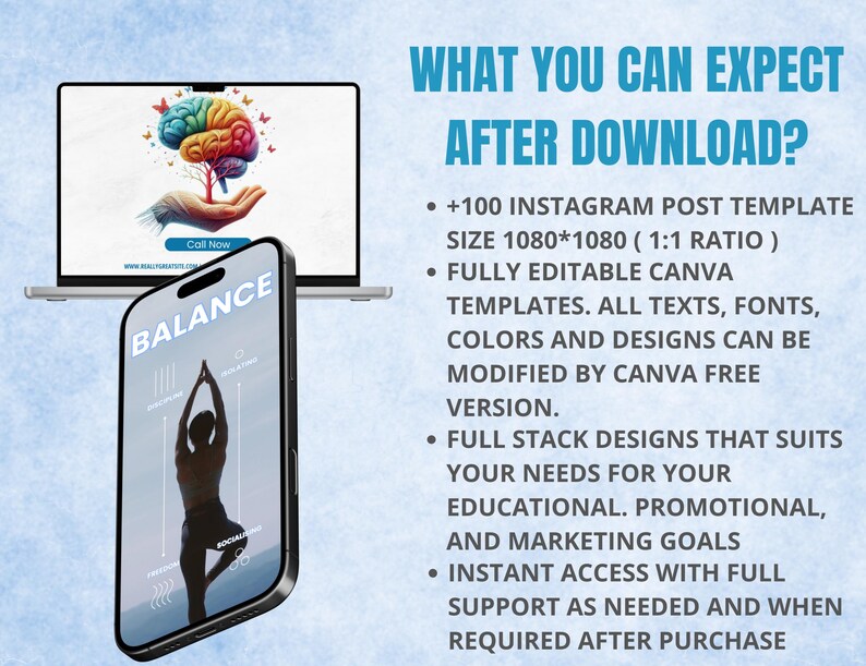 Mental Health Instagram Post Templates | Canva Template | Social Media ...