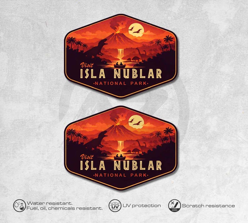 2 X Isla Nublar Stickers, Jurassic Park Stickers High Quality Vinyl ...