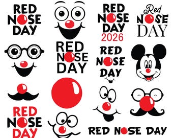Red Nose Day Mickeyy SVG, Funny Cartoon Mouse SVG, Red Nose Charity Day Shirt Design, Kids Cartoon Mouse Cut Files, Red Nose Day