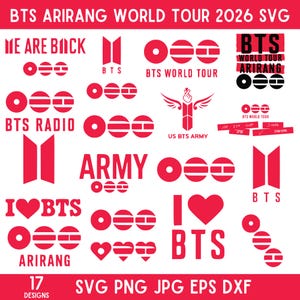 BTS Arirang World Tour 2026 Svg Bundle, BTS Tour Shirt Svg, BTS Fan Merch, Svg Files For Cricut, Digital Download, Silhouette, Vector Files