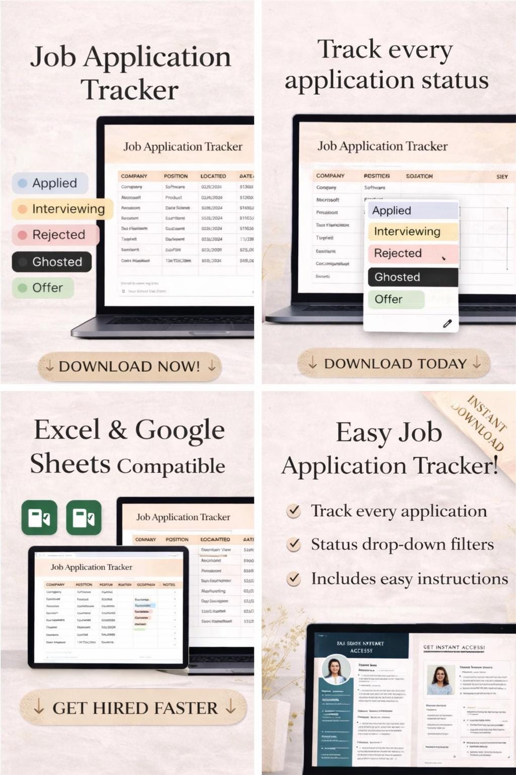 7 Ready to Use Resumes Template, Job Tracker Spreadsheet, Job Search ...