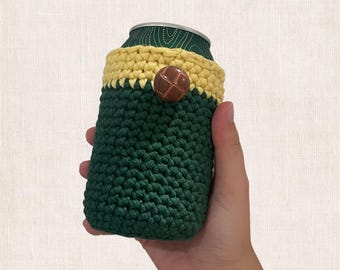 Green & Yellow Crochet Can Cozie - Handmade