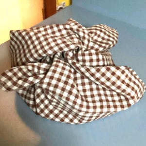 Linen Bento Breadbag in a saddle brown and cream gingham.