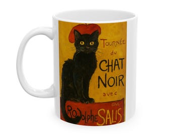 Chat Noir Ceramic Mug: Lautrec Cat Lover's Coffee Cup