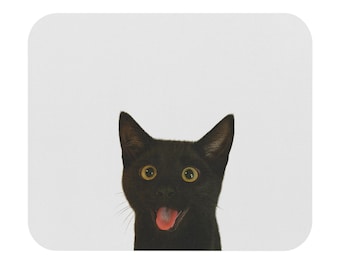 Black Cat Mouse Pad, Desk Accessory, Cat Lover Gift