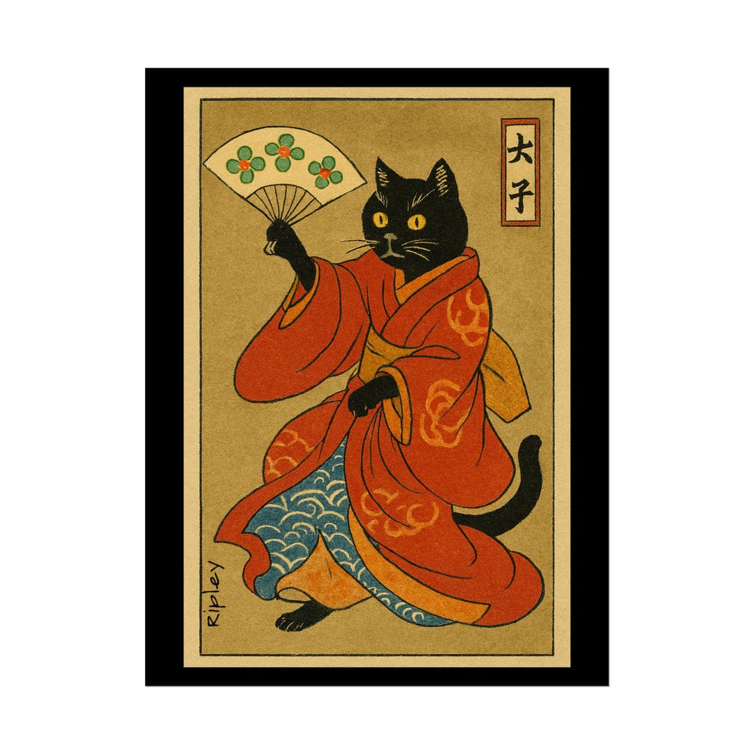 Japanese Ukiyo-e Cat Poster: Vintage Inspired Art Print - Etsy