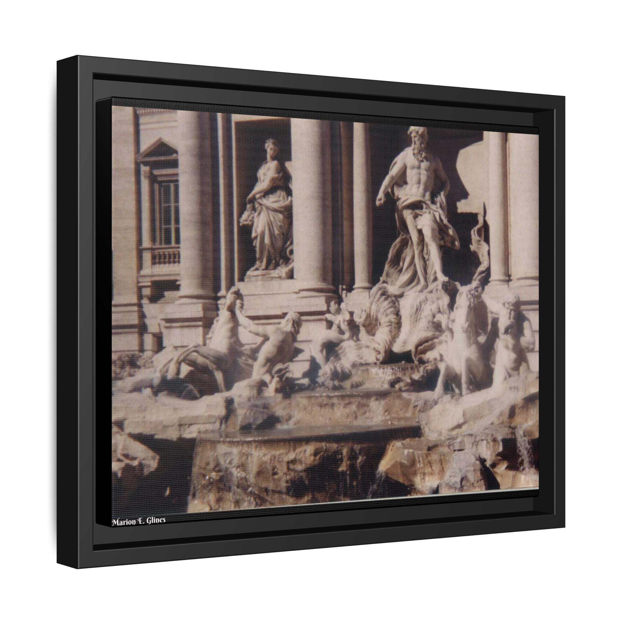 Trevi Fountain Photograph Matte Canvas Framed | Rome Travel Wall