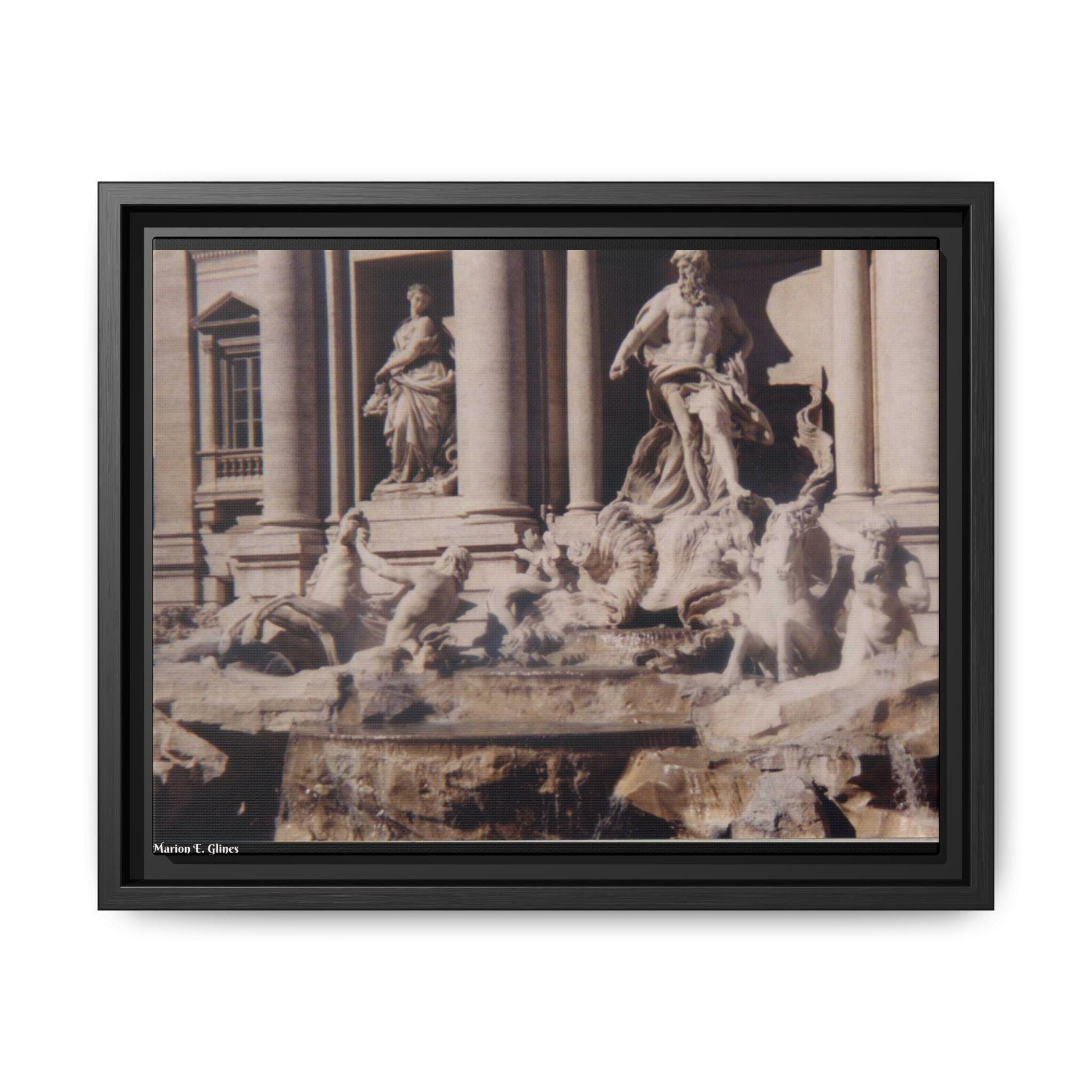 Trevi Fountain Photograph Matte Canvas Framed | Rome Travel Wall