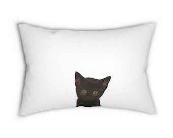 Black Cat Lumbar Pillow – Double-Sided Pet Cushion