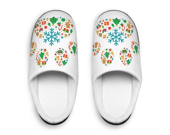 Feestelijke flanellen pantoffels voor heren, ontwerp met kerstteenbonen