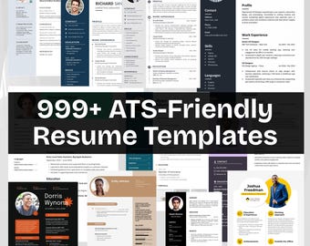 ATS Resume Template Bundle, Modern CV, Cover Letter (Instant Download)