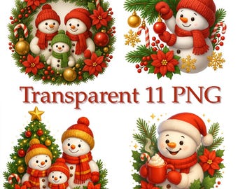 Snowman Family PNG Bundle | Christmas PNGs | Digital Download