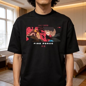 Unisex Anime Aesthetic T-Shirt, Japan Streetwear, Shonen Battle, Fire Hero, Comic Graphic, Otaku Culture, Pop Gift Idea, Teen Wear