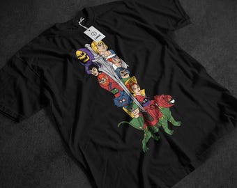 Masters Of The Universe Unisex Tshirt, Vintage Retro 80s Animation, Saga, Castle Grayskull, Battle Cat, Skeletor, He-Man, Gift for him