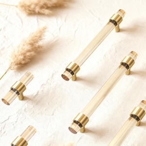 Kitchen Cabinet Pull, Cupboard Brass Knob, Champagne Color Handles for Wall Cabinets