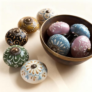 Ceramic Cabinet Knob: Country Style Drawer Pull