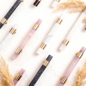 Tirador de cristal/jade para tocador: Tiradores, pomos y manijas de latón para muebles y armarios.