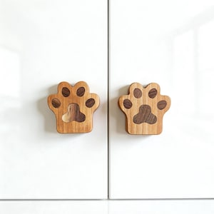 Brass & Walnut Cabinet Knob, Drawer Handle For Kids Room Bookcase
