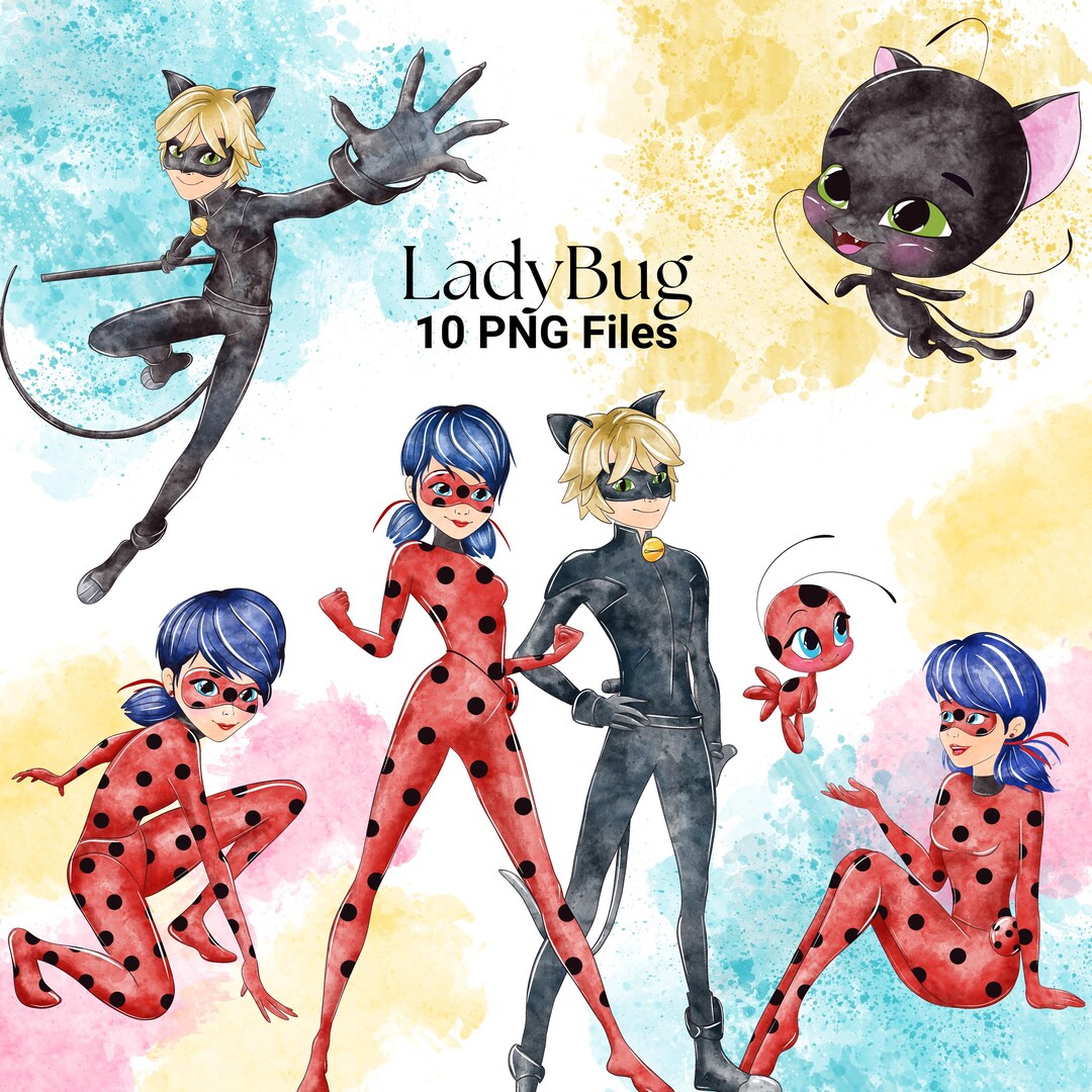Ladybug Watercolor Clipart Cute Superhero PNG Digital Download Kids ...