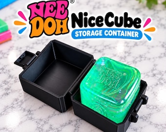 PERSONALIZED NeeDoh Nice Cube (58mm) Squishy Storage Case Fidget Toy Holder
