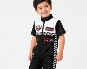 Twee snelle verjaardag peuter - racewagenkostuum - racejumpsuit voor kinderen - verjaardagscadeau babyjongen - Halloweenkostuum