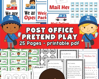 Postkantoor fantasiespel printables: rollenspel voor kinderen (pdf-download)