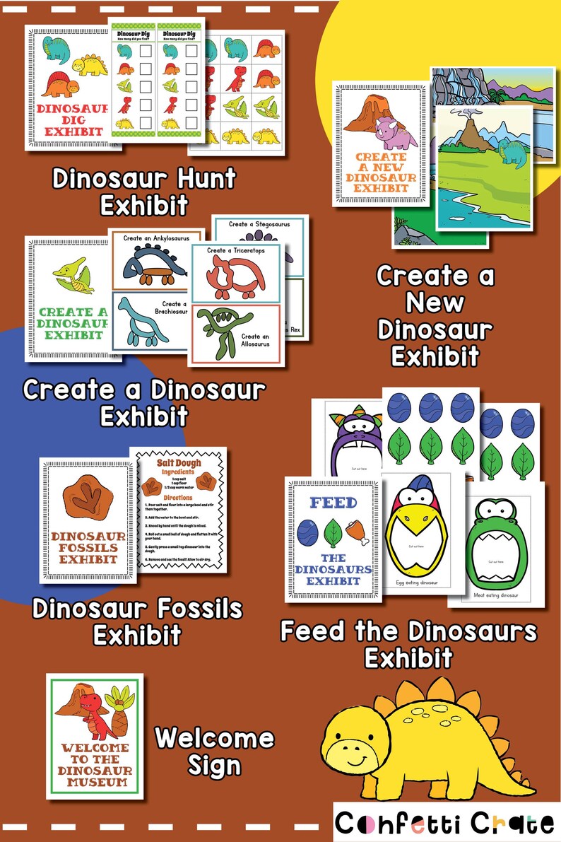 Dinosaur Museum Pretend Play Printable: Kids Activities (PDF) - Etsy