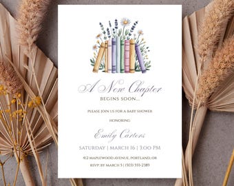 Storybook Baby Shower Invitation | A New Chapter Begins Invite | Book Baby Shower Digital 5x7