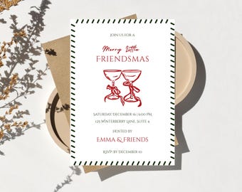 Friendsmas Party Invitation | Editable Christmas Invite | A Merry Little Friendsmas | Digital Download 5x7