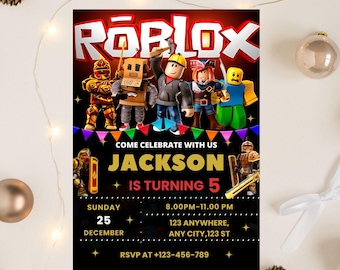 Editable Roblox Invitation, Roblox Invite, Game Party, Roblox Boys Birthday Invitation Template, Game Birthday, Kids Roblox,