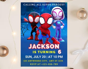 Editable Spidey Birthday Invitation, Spidey and his Amazing Friends Birthday Party Invite, Superhero Birthday Invite, Canva Template