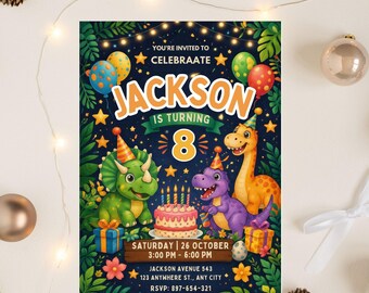 Editable Dinosaur Invitation, Dinosaur Birthday Party Invitation, Dinosaur World Invite, T-Rex Party Invite, Digital Download