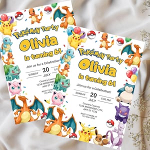Editable Pokemon Invitation, Pokemon Birthday Invitation, Printable Birthday Party Invitations, Digital Download Bday Party Invite Template image 2