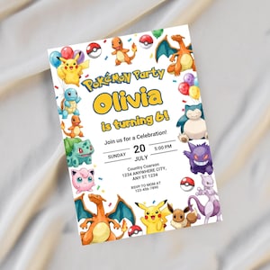 Editable Pokemon Invitation, Pokemon Birthday Invitation, Printable Birthday Party Invitations, Digital Download Bday Party Invite Template image 7