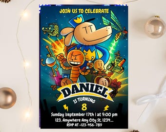 Editable Dog Man Birthday Invitation Template | DogMan Kids Birthday Movie invite | Dog Man party invite | Digital template