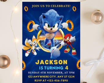 Sonic Geburtstagseinladung: Kids Party Invite (Digitaler Download)