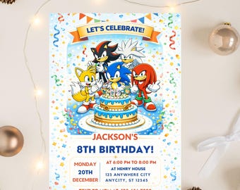 Editable Sonic Birthday Invitation: Super Hedgehog Party, Editable Canva Template, Sonic 3 Birthday Invitation