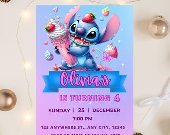 Editable Stitch Birthday Invitation, Editable & Printable Template, Cute Stitch Party Invite, Canva Template, Instant Download, Canva Invite