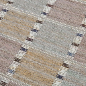 Scandinavian Kilim Wool Rug | Swedish Marianne Richter Inspired Brown Tone Flatweave Rug