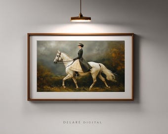 Equestrian Woman Portrait | Moody Old Money Luxury Print Download