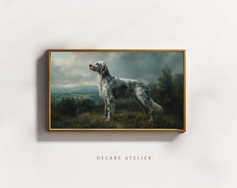 Vintage English Setter Hunting Dog Oil Painting | Aristocrat Fox Hunt Digital Download