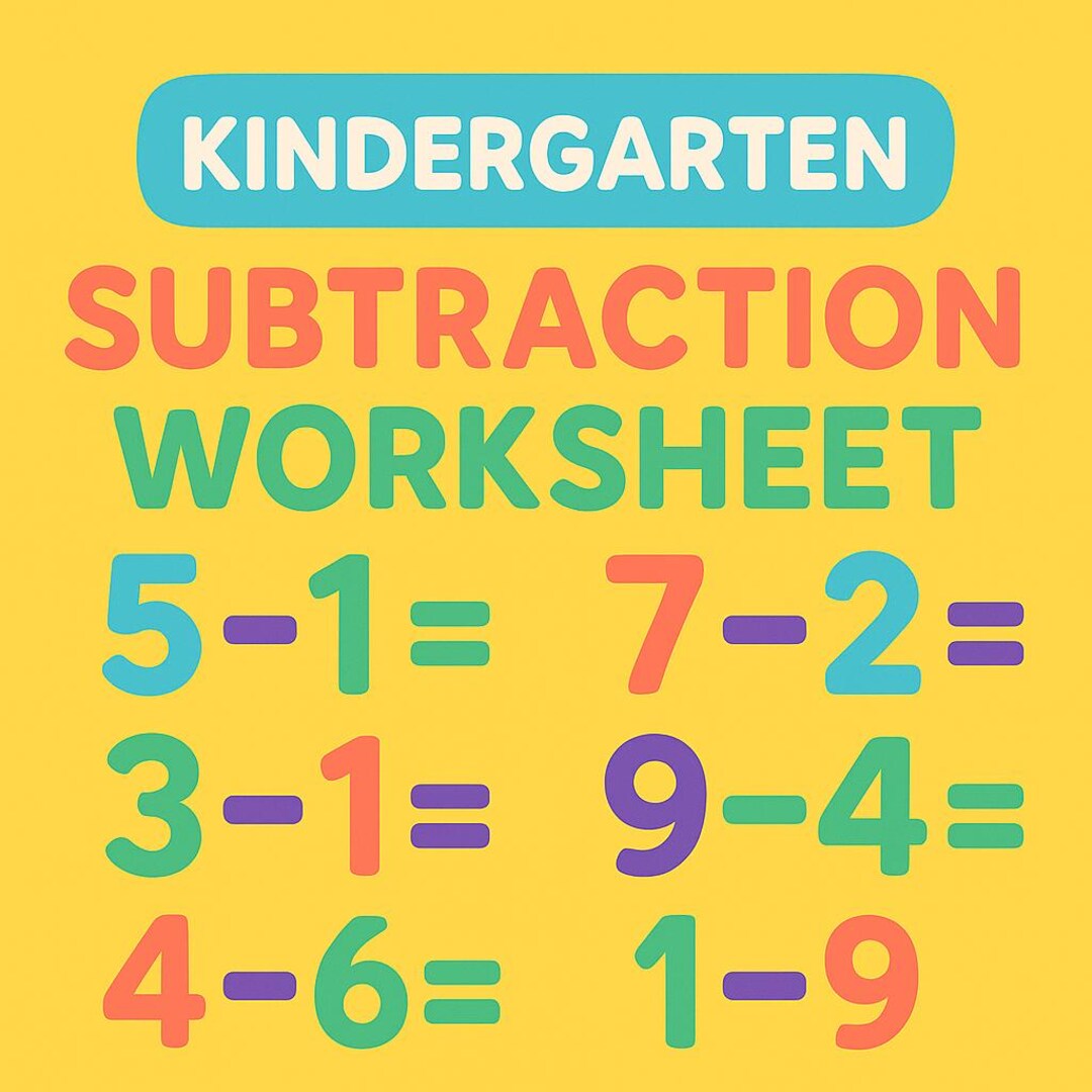 Fun & Colorful Kindergarten Subtraction Worksheets | Early Math ...