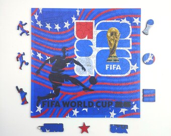 World Cup 2026 Official FIFA USA 200 Pcs Wooden Jigsaw Puzzle,Stars and Stripes Soccer Gift, Licensed Souvenir, Unique Birthday Gift for Men
