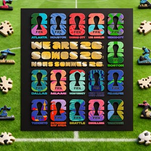 World Cup 2026 Official Licensed FIFA Host Cities Wooden Puzzle-16 Cities Logo Metallic Details 300 Pcs Premium Gift for Men, Birthday Gift