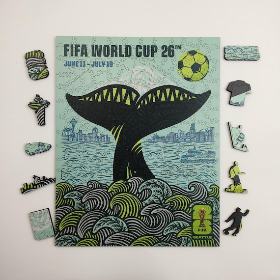 Official Licensed FIFA World Cup 2026 Seattle Wooden Jigsaw Puzzle
