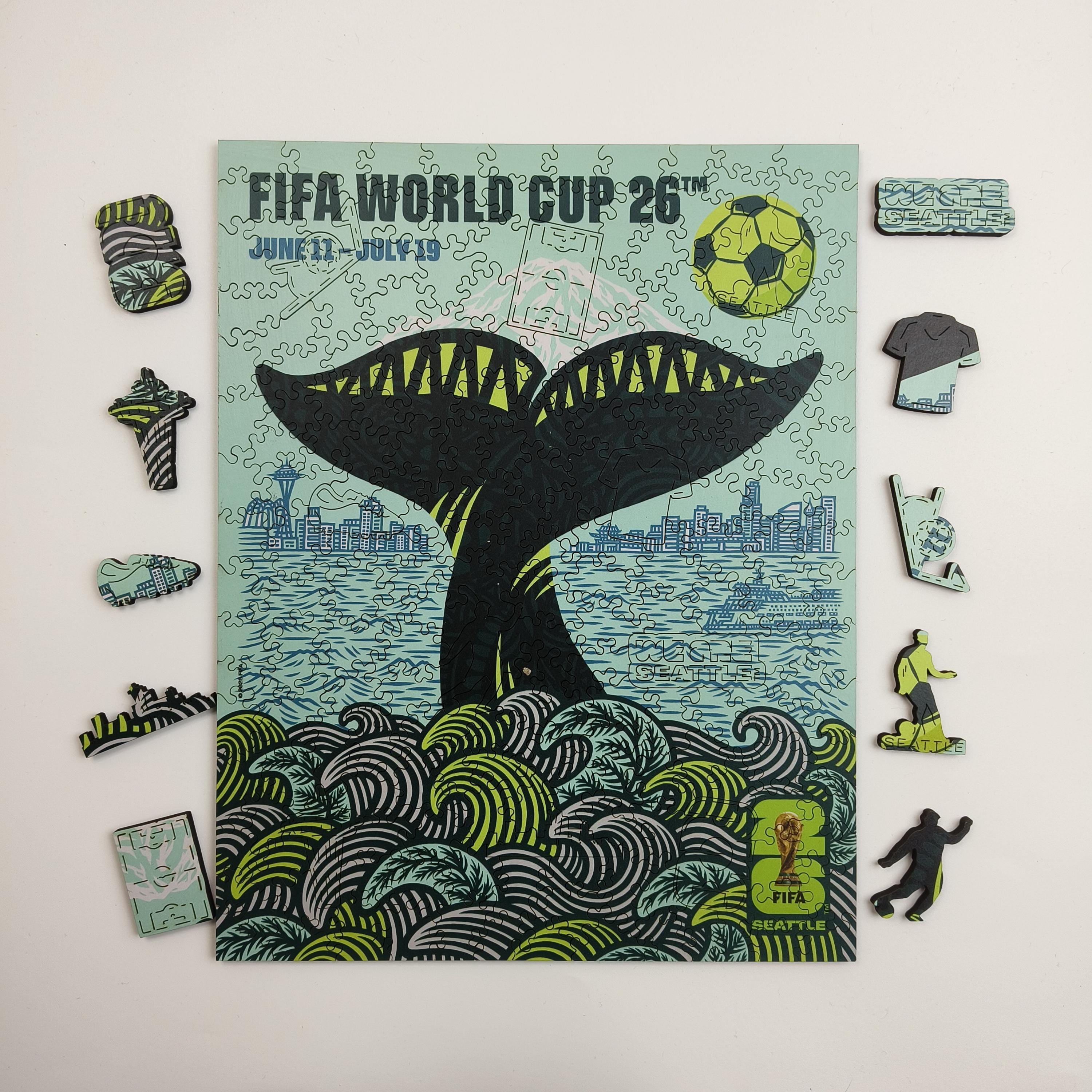 Official Licensed FIFA World Cup 2026 Seattle Wooden Jigsaw Puzzle