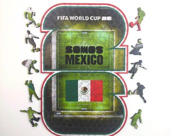 Rompecabezas de madera oficial de 200 piezas del Mundial 26 de la FIFA México, con licencia de Somos México, regalo para aficionados al fútbol, regalo para hombres, regalo de cumpleaños.
