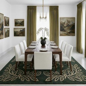 Green Botanical Floral Area Rug, Modern Leaf Pattern Tufted Carpet